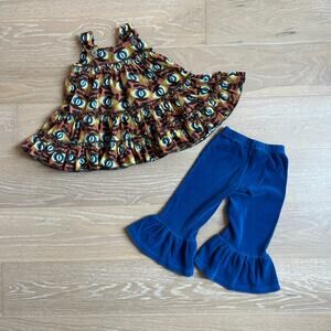 Matilda Jane Field Trip Autumn Cord Jumper & Big Ruffles Velour Pants sz 2/4